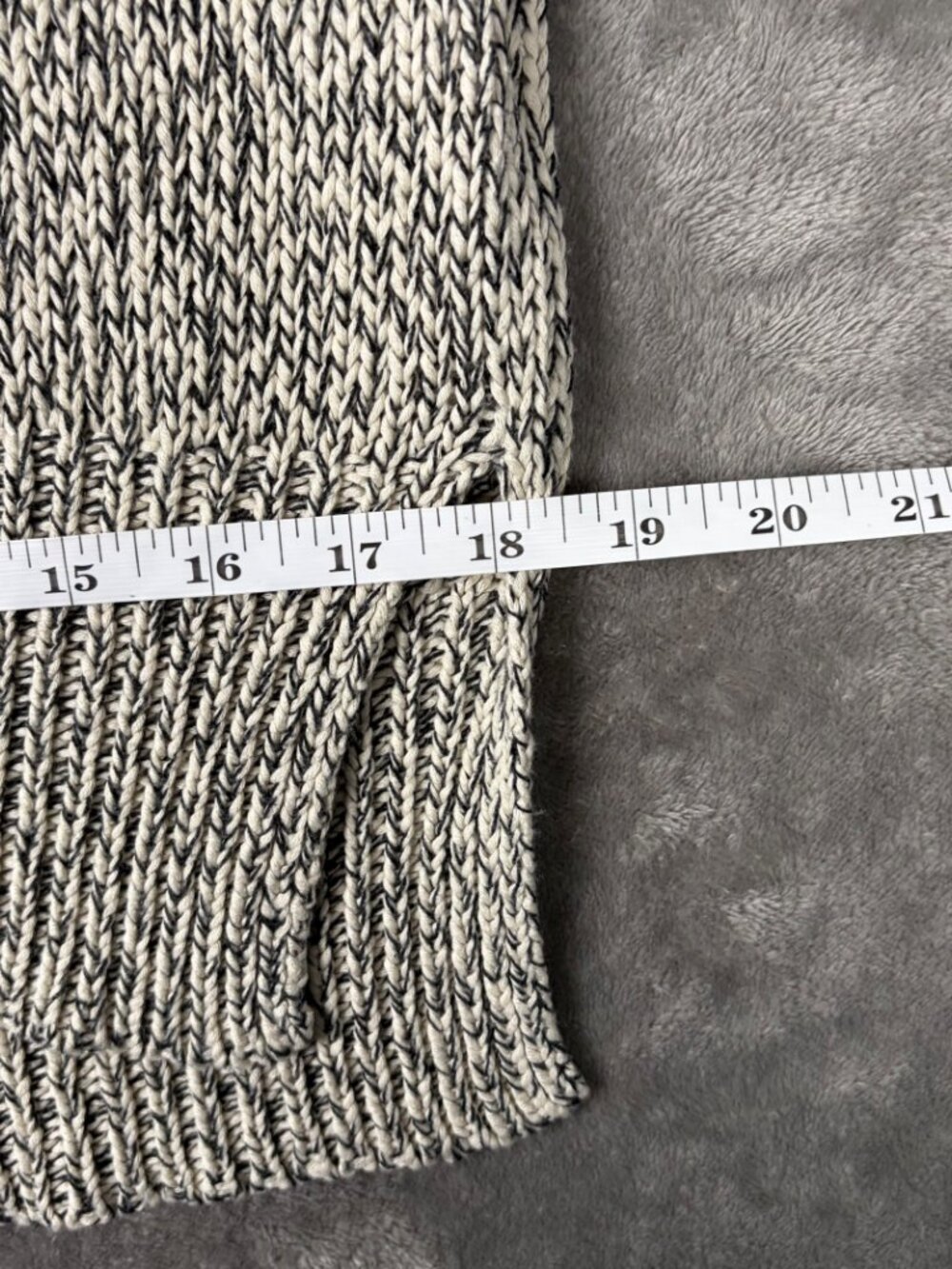 Anthropologie Harper Heritage Marled Knit Sweater Women’s L Beige Elbow Patches - Picture 7 of 11